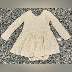 Little Sleepies twirl dress heather oatmeal ribbed with bodysuit